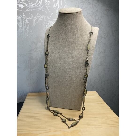 Loft Long Chain Necklace With Oval & Round Beads - Picture 3 of 4